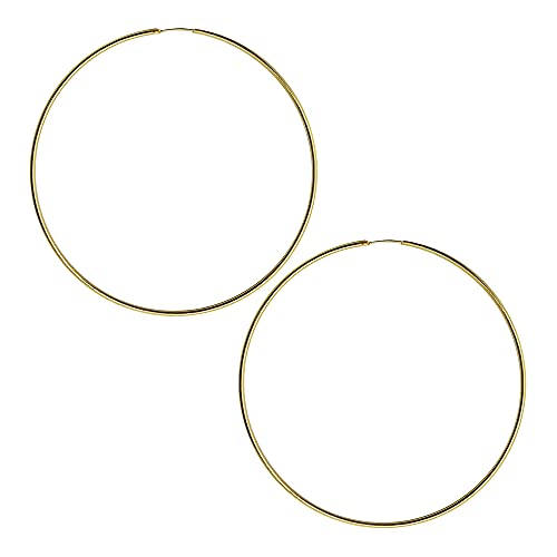 tumundo Creolen Creole Ohrringe 925 Sterling Silber 24 Karat Gold Echt Schmuck Ohrschmuck Ohr Glänzend Vergoldet Damen, Farbe:gold - 60mm von Tumundo