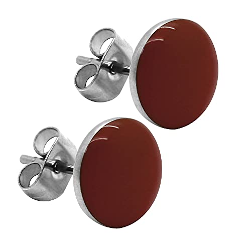 tumundo Ohrringe Rund Ohr-Schmuck 10 mm Fake-Plugs Piercing Set Silbern Damen Herren Cheater Edelstahl Ohrstecker, Variante:braun von Tumundo