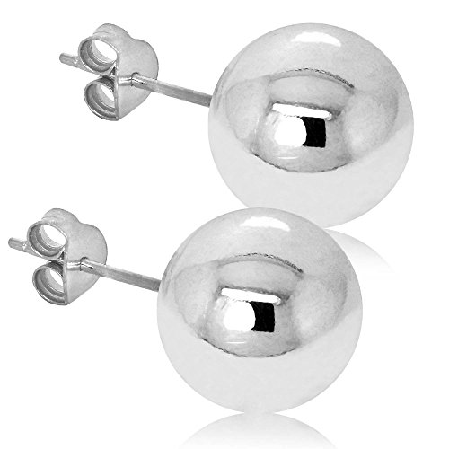 Tumundo® Ohrstecker 925 Sterling Silber Kugel Ohrringe Vergoldet 24 Karat Perle Ball Damen-Schmuck Glänzend Unisex Set, Variante:silber - 10mm von Tumundo