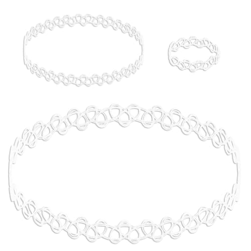 Tumundo Tattokette 1 Farbenset aus 3 Stück oder Set aus 18 Stück Tattoo-Kette Halskette Ring Armband Henna Retro Choker Geschenkbox, Variante:weiß von Tumundo