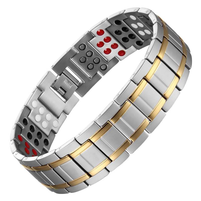 Herren-Titanarmband Mit Magneten - Klassisch in Silber Und Gold von tungstino