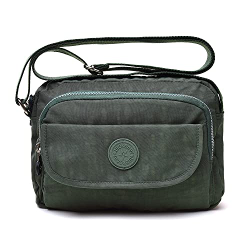 tuokener Crossbody Tasche Damen Schultertaschen Umhängetaschen Wasser-Beständige mit Multi Pocket (Armeegrün) von tuokener