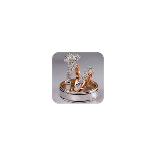 Tuwiqsdi Ring-Set mit 18 Karat Rotgold, Modeschmuck, 925er-Sterlingsilber, voll glänzend, perfekter Schnitt, klarer Zirkonia-Kristall, Diamant, Verlobungsring, Ehering, Größe 5–13, für Damen und Tuwiqsdi Ring-Set mit 18 Karat Rotgold, Modeschmuck, 925er-Sterlingsilber, voll glänzend, perfekter Schnitt, klarer Zirkonia-Kristall, Diamant, Verlobungsring, Ehering, Größe 5–13, für Damen und von tuwiqsdi