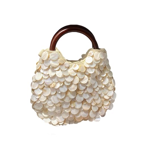 Eine raffinierte und stilvolle Muschelhandtasche, Muschel Verschönt Abend Geldbörse, Perlen Muschel Design Top Geldbörse für Partys und Bankette (A) von tuwiwol