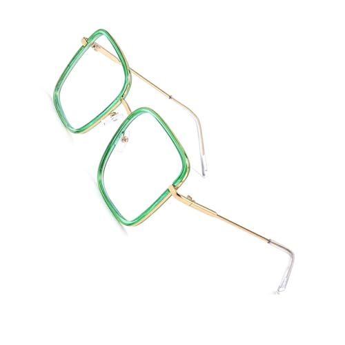 tuwiwol Bleiben Sie der Mode voraus. Übergroßes Computer Brillengestell, Brillengestell für Damen und Herren, quadratische Brille, einfach, Grün von tuwiwol