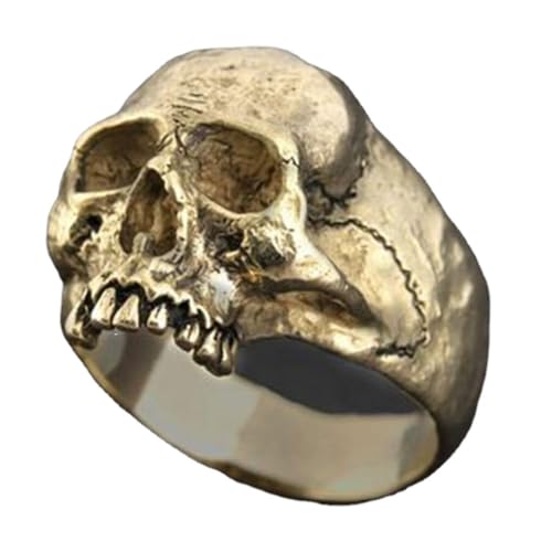 tuwiwol Coole Jungs Ring, speziell entworfener Punk Ring, umarmen Sie den Gothic Stil, Legierungs Totenkopf Ring, speziell entworfene Ringe, Gold, elf von tuwiwol