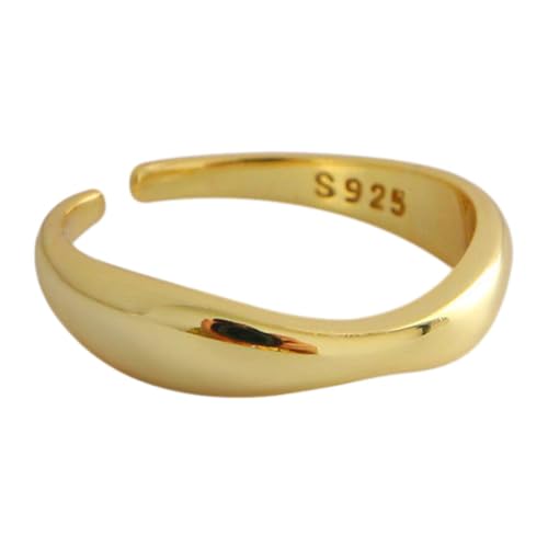 tuwiwol Einzigartiger unregelmäßiger Ring, personalisierte Wellen für stilvolle Personen, Metall Persönlichkeitswellen, Fingerring, Ringe, modische Ringe, Gold von tuwiwol