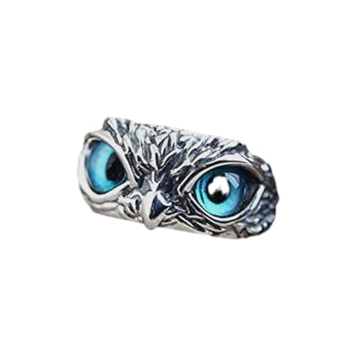 tuwiwol Eulenaugen Ring zum Tragen mit glatter Linie und breiter Anwendung. Hochzeits Augen Eulenring, der sich nicht leicht verformt, metallischer Glanz, Himmelblau von tuwiwol