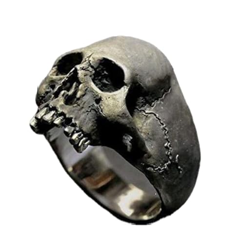 tuwiwol Gothic Punk Horror Schädel Ringe, einzigartig und stilvoll, geeignet für viele Gelegenheiten, Legierung, goldener Gothic Punk Horror Schädel Ring, Silber, zehn von tuwiwol