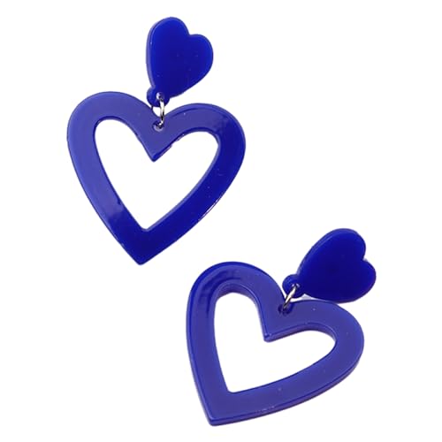 tuwiwol Liebesherz Ohrringe, stilvoll und vielseitig, leicht und einfach zu tragen, Liebesherz förmige Ohrringe aus Kunstharz, Acryl Ohrringe, Blau von tuwiwol