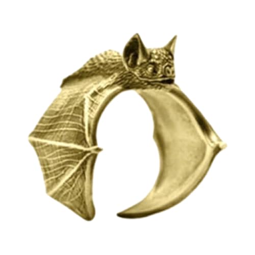 tuwiwol Offene Gothic Fingerringe, auffälliges modisches Statement, verstellbar auf jede Größe, verstellbarer Vintage Fledermausring, Fledermaus Fingerringe, golden von tuwiwol