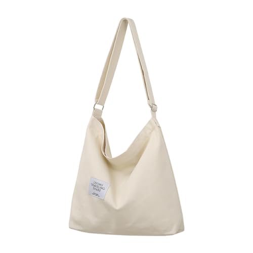 tuwiwol Tragen Sie alle Notwendigkeiten mit einer geräumigen Canvas Handtasche. Stoff Canvas Umhängetasche. Umhängetaschen. Einkaufstasche. Canvas Tasche, Beige von tuwiwol