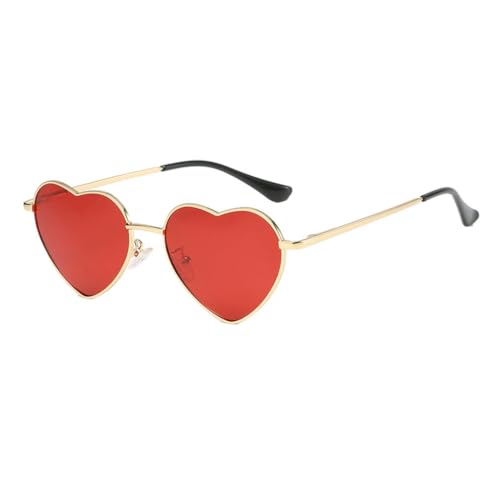 tuwiwol Trendige Sonnenbrille mit goldenem Metallrahmen für luxuriösen Stil. Tac herzförmige Sonnenbrille in mehreren Farben, Rot von tuwiwol