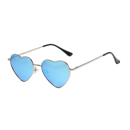 tuwiwol Trendige Sonnenbrille mit goldenem Metallrahmen für luxuriösen Stil. Tac herzförmige Sonnenbrille in mehreren Farben, silberner Rahmen himmelblau von tuwiwol