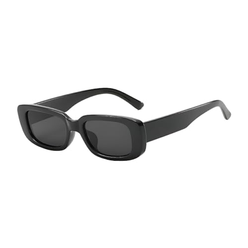 tuwiwol Trendige UV400 Schutz Sonnenbrille mit leichtem Rahmen, UV Schutz, PC, rechteckige Vintage Sonnenbrille, Unisex, Schwarz von tuwiwol