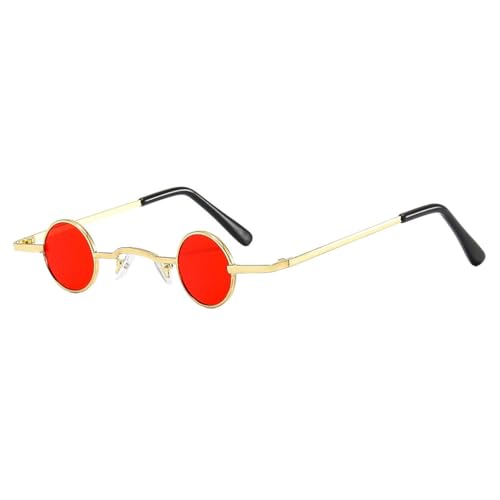 tuwiwol Trendige Vintage Sonnenbrille aus Polymethylmethacrylat und PC. Geschenk Sonnenbrille, breite Anwendung, verblasst nicht so leicht, Rote Linse mit goldenem Rahmen von tuwiwol