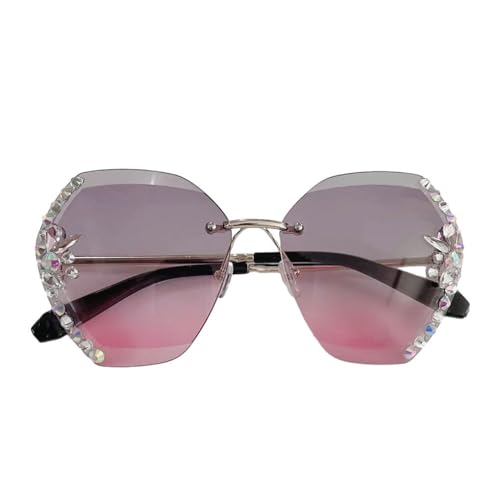 tuwiwol UV Schutz Damen Herren Mode Gradient Lens Sonnenbrille Augen Schädliche Strahlen Stilvolle Harz Vintage Strass Sonnenbrille, Rosa von tuwiwol