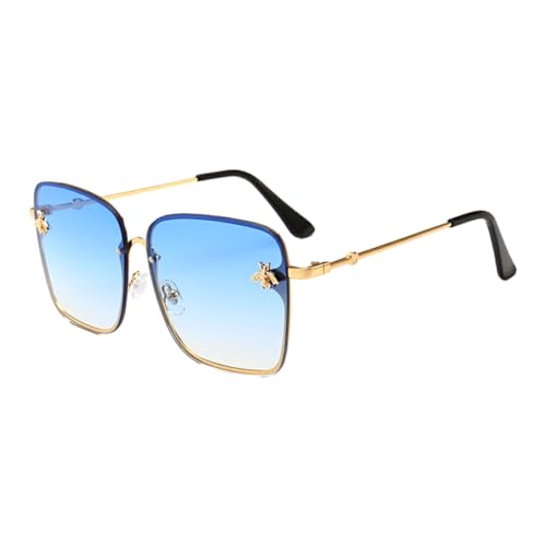 tuwiwol UV Schutz Sonnenbrille mit schlankem Metallrahmen | Modische quadratische Sonnenbrille mit bequemer Passform, Blaue Gläser mit Farbverlauf von tuwiwol