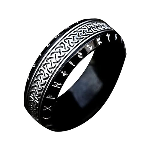 tuwiwol Vintage Stahlring, Geschenk für Männer und Frauen, einzigartiger Look, Metall für Unisex, Ring für Männer, Ringe, Geschenke für Freunde, Alles schwarz, elf von tuwiwol