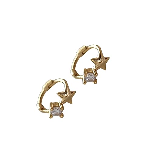 tuwiwol Zwei Größenoptionen: Schicke und geschenkwürdige Stern Creolen, Silberohrringe für Damen, leicht und angenehm zu tragen, Gold, 6MM von tuwiwol