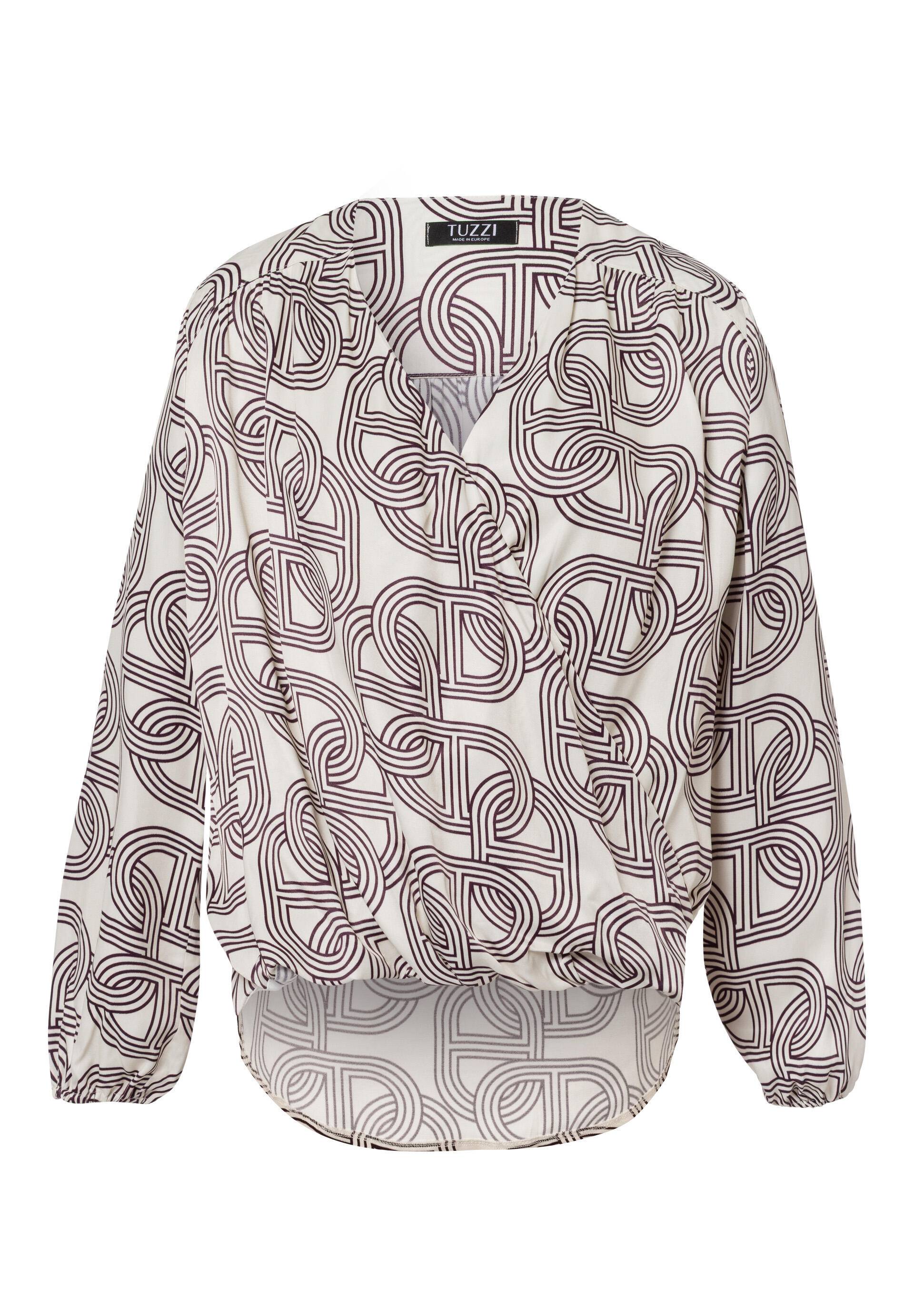 tuzzi - Bluse GLAM ON TRACK mit Wickel-Design ecru/mulberry - Gr. - 40 von tuzzi