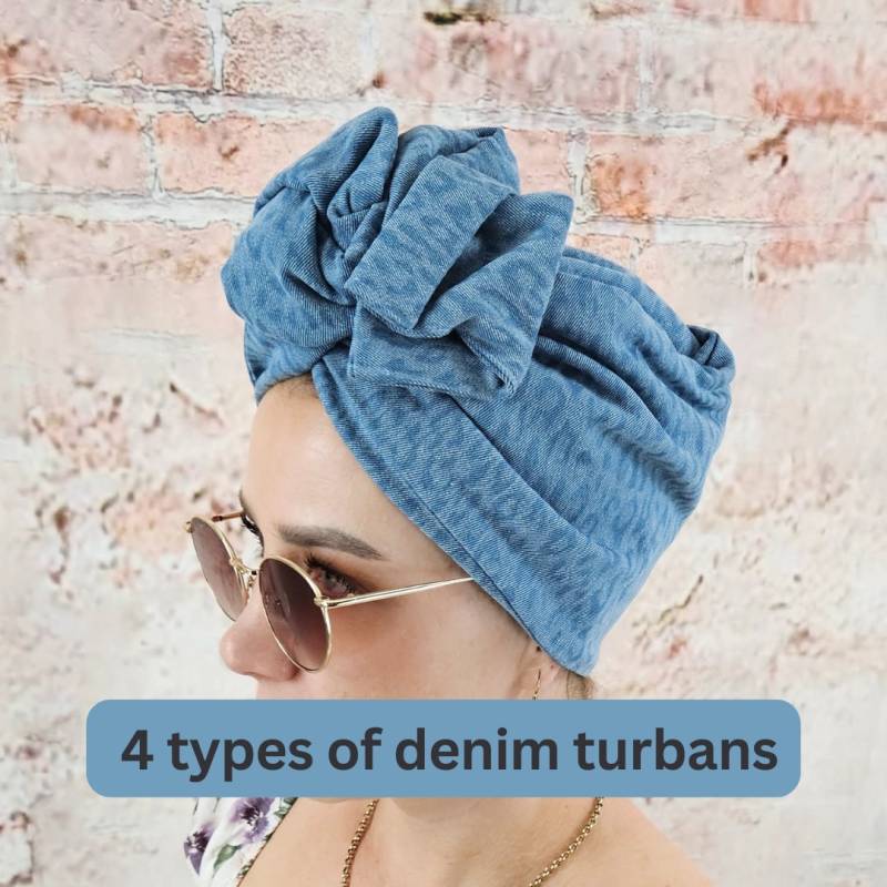 Flexibler Denim Turban Mit Draht Aus Tencel, Modulares Stirnband, Knotenhaarband, Kopfwickeltuch, Drahtturban, Turbantuch, Denim, Jeanslook von tweakedbyAlwina