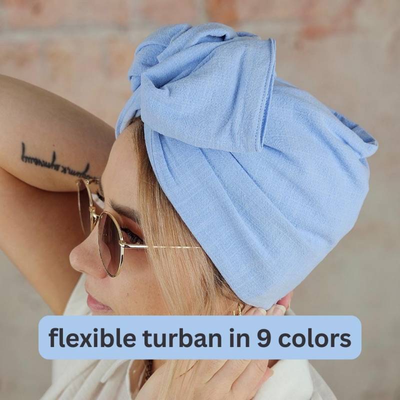 Flexibler Leinen Look Turban Mit Draht, Modulares Stirnband, Drahthaarband, Knotenhaarband, Kopfwickeltuch, Drahtturban, Turbantuch, Grau von tweakedbyAlwina