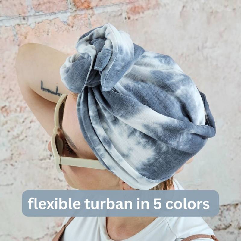 Flexibler Turban Mit Draht, Modulares Stirnband, Drahthaarband, Knotenhaarband, Batikmuster, Drahtturban, Tuch, Polka Dots von tweakedbyAlwina