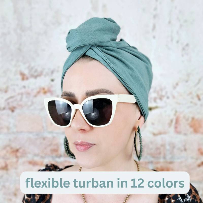 Flexibler Turban Mit Draht, Modulares Stirnband, Drahthaarband, Knotenhaarband, Kopfwickeltuch, Drahtturban, Turbantuch, Salbeigrün von tweakedbyAlwina