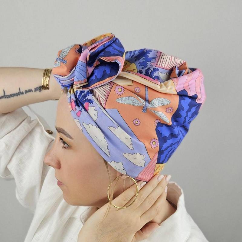Flexibler Turban Mit Draht, Modulares Stirnband, Drahthaarband, Knotenhaarband, Tulpen Muster, Drahtturban, Verspieltes Tuch von tweakedbyAlwina