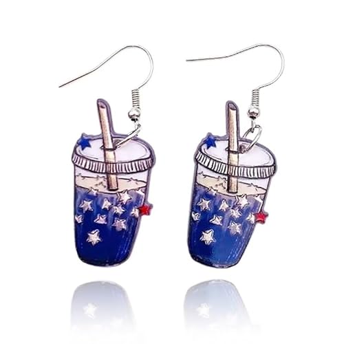 twinkle eye Blaue Ohrringe Unabhängigkeitstag Rot Weiß Blau Ohrringe Trinken Ohrringe Acryl Lustige Ohrringe Patriotische Ohrringe GD1015 von twinkle eye