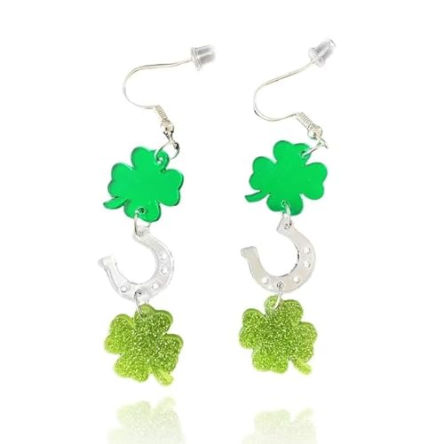 twinkle eye Irish Festival Ohrringe St. Patrick's Ohrringe Acryl Grün Kleeblatt Ohrringe Glücksohrringe U Ohrringe Lustige Party Ohrringe Urlaub Ohrringe von twinkle eye