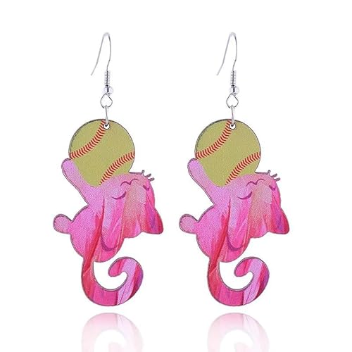 twinkle eye Rosa Katze Ohrringe Gelb Baseball Fußball Ohrringe Spiel Tag Spaß Ohrringe Niedliche Sport Ohrringe für Frauen von twinkle eye