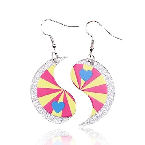 twinkle eye Rose Red Rainbow Earrings Pride Earrings Acrylic Tai Chi Earrings Yin and Yang Earrings Best Friend Earrings, SL1651 von twinkle eye