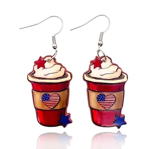 twinkle eye Rote Unabhängigkeitstag Ohrringe Rot Weiß Blau Ohrringe Eiscreme Ohrringe Acryl Lustige Ohrringe Patriotische Ohrringe für Frauen von twinkle eye