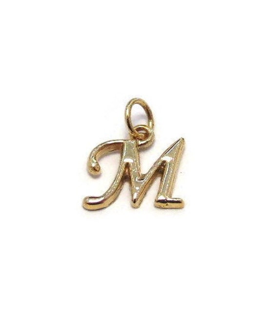 Anfangsbuchstabe M Charm Anhänger Gelbgold von twinsjewelrygs