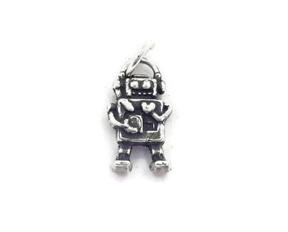Roboter Mit Herz Charm Anhänger .925 Sterling Silber Roboter Mit Herz Charm Anhänger .925 Sterling Silber von twinsjewelrygs