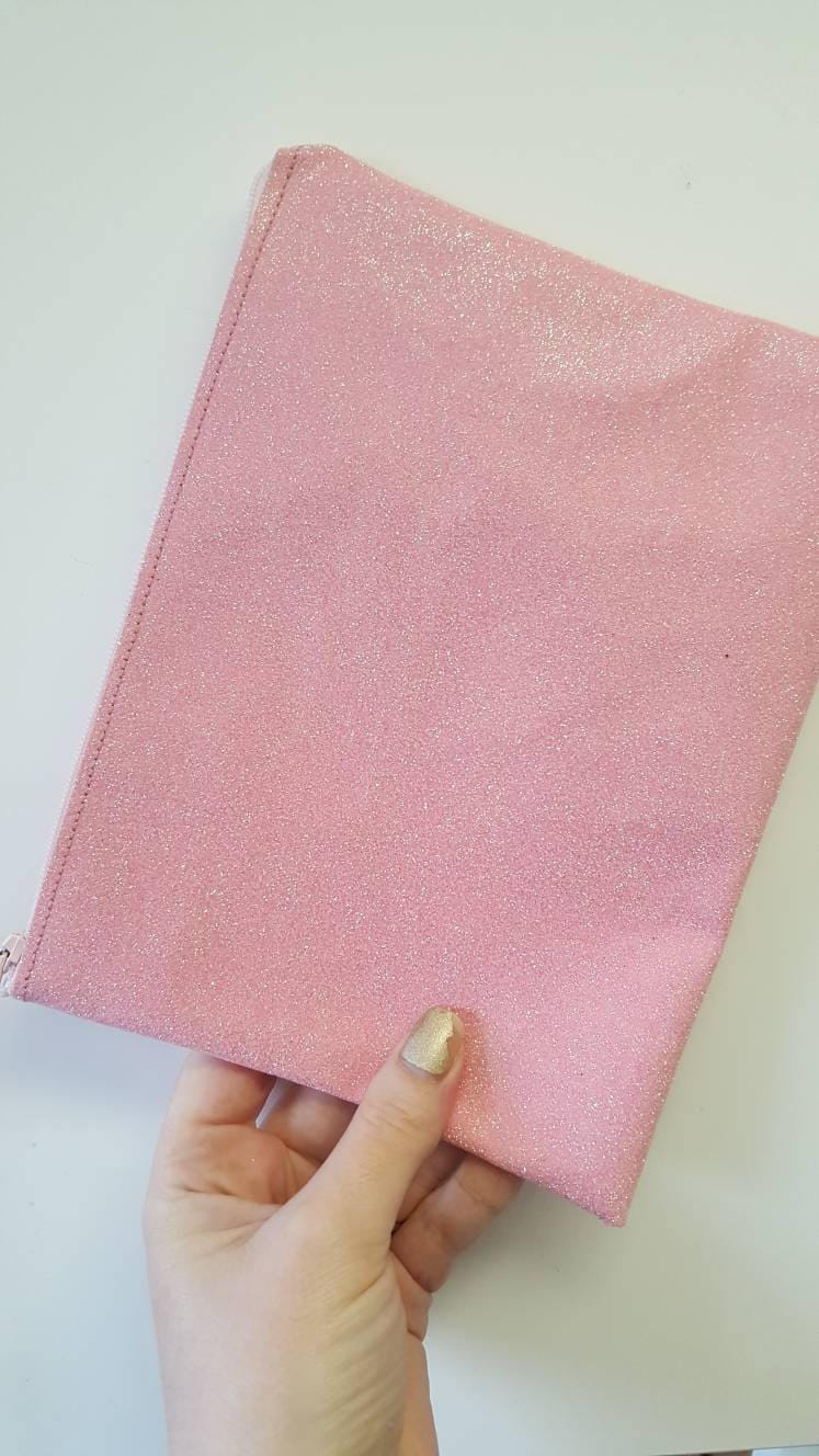 20 X 15 cm Glitzer Stoff Schminktasche/ Accessoires Tasche in Baby Rosa von twirlsanddelights