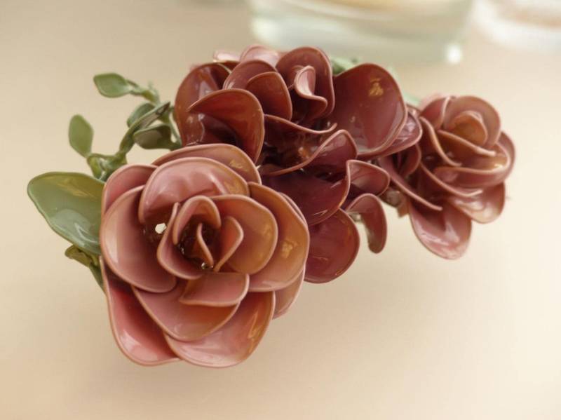 Rosa Rose Haarspange Zubehör - Philippa 3 Dunkel & Lachs Rosa Blumen, Grüne Blätter, Haargriff Kanzashi. Braut, Brautjungfer, Abschlussball Rosa Rose Haarspange Zubehör - Philippa 3 Dunkel & Lachs Rosa Blumen, Grüne Blätter, Haargriff Kanzashi. Braut, Brautjungfer, Abschlussball von twistglam