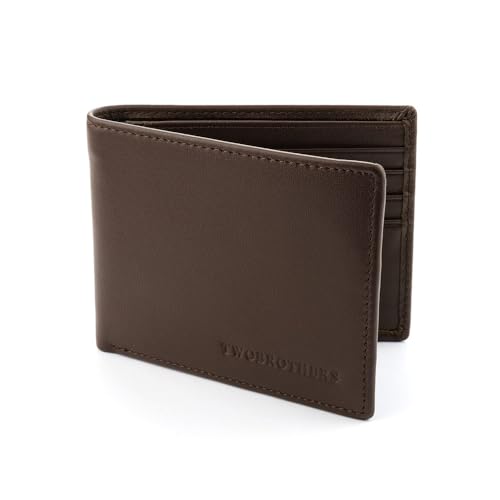 twobrothers Detroit Herren-Geldbörse aus braunem Leder, mit Kartenfächern, Schwarz , 11,5 x 9 cm, Modern von twobrothers