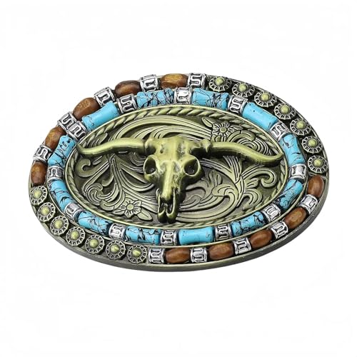 txuzong Cowboy Gürtelschnalle Herren mit Stierkopf, Zinklegierung - Western Style Gürtel-Buckle zum Austauschen, Verzieren von Ledergürteln, Jeansgürtel und Accessoires von txuzong