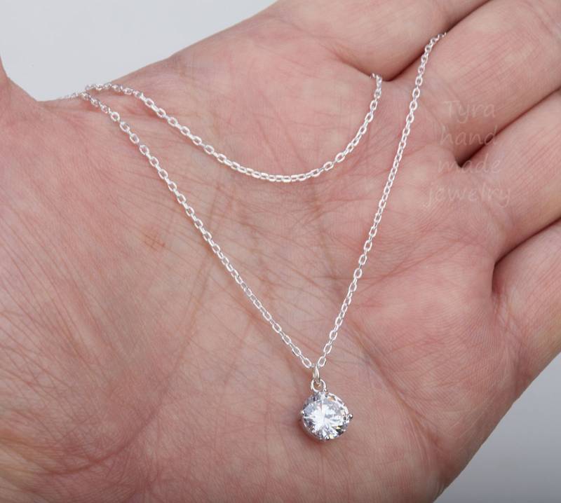 Doppelschicht Cz Dot Halskette, Layered Halskette, Cz Diamant Anhänger Halskette, Hochzeit Schmuck, Brautjungfern Geschenk von tydesign