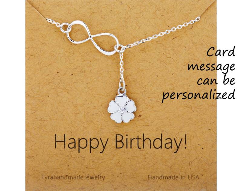 Infinity Primrose Halskette, Glücksbringer Lariat, Mutter Geschenk, Beste Freundin Geschenk, Hochzeit Schmuck Geschenk, Brautjungfern Geschenk von tydesign