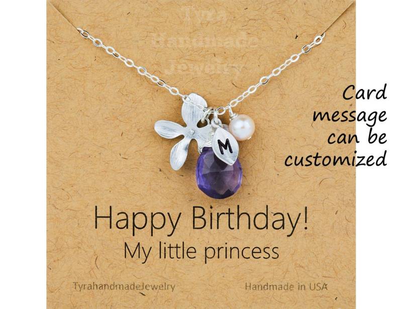 Orchidee Blume Halskette, Blatt-Erste Blumenkette, Perlenkette, Benutzerdefinierte Birthstone Brautjungferngeschenk, Hochzeitsschmuck von tydesign