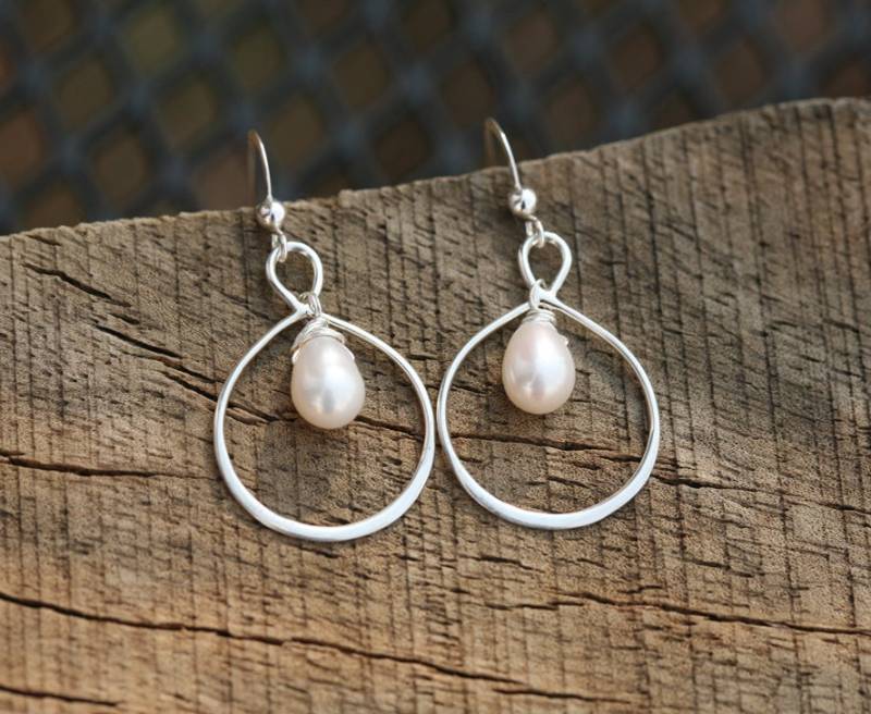 Unendlichkeit Perle Ohrring, Creolen Ohrringe, Im Kreis Beste Freunde Geschenk, Jeden Tag Brautjungfer Hochzeit Braut Schmuck von tydesign