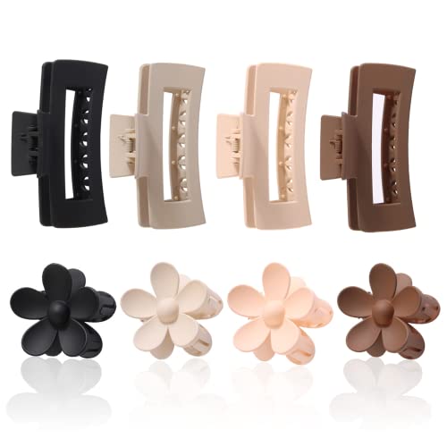8 Stück Große Haarklammer Blumenförmige Rutschfeste Haarspange Rechteckig Haarschmuck Damen Matt Haarspangen Haarstyling-Zubehör für Frauen Mädchen von OMJMYY