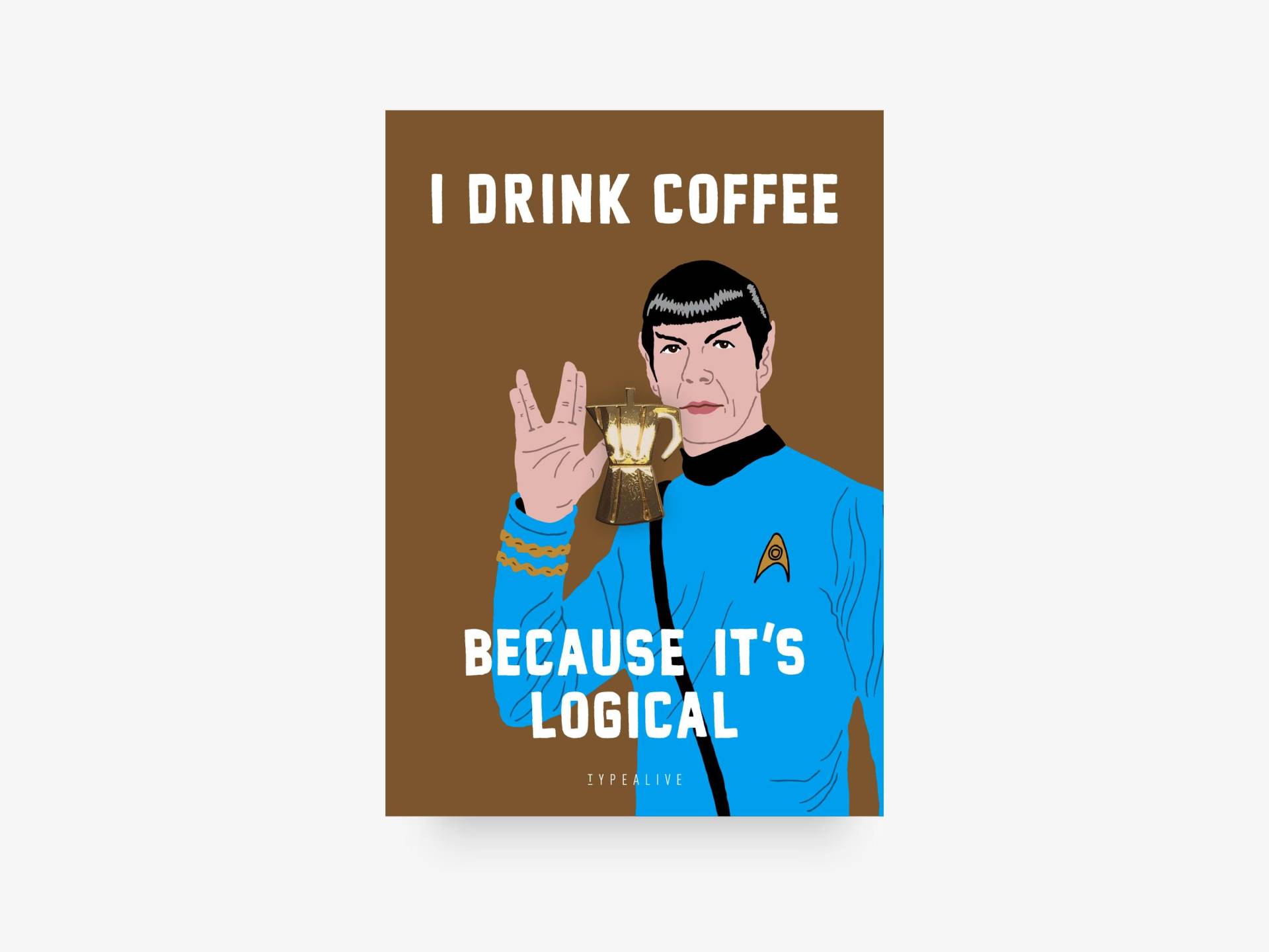 Anstecker/Logical Pin Aus Messing Mit Kaffeemotiv Und Spock Inkl. Karte Spruch, Als Glücksbringer, Für Papa, Trekkies Anstecker/Logical Pin Aus Messing Mit Kaffeemotiv Und Spock Inkl. Karte Spruch, Als Glücksbringer, Für Papa, Trekkies von typealive