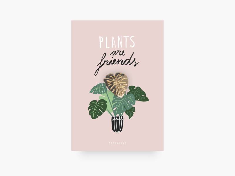 Anstecker/Plants Are Friends Pin Aus Messing Mit Monstera Inkl. Karte Und Spruch, Als Glücksbringer, Weihnachtsgeschenk Oder Geburtstag Anstecker/Plants Are Friends Pin Aus Messing Mit Monstera Inkl. Karte Und Spruch, Als Glücksbringer, Weihnachtsgeschenk Oder Geburtstag von typealive