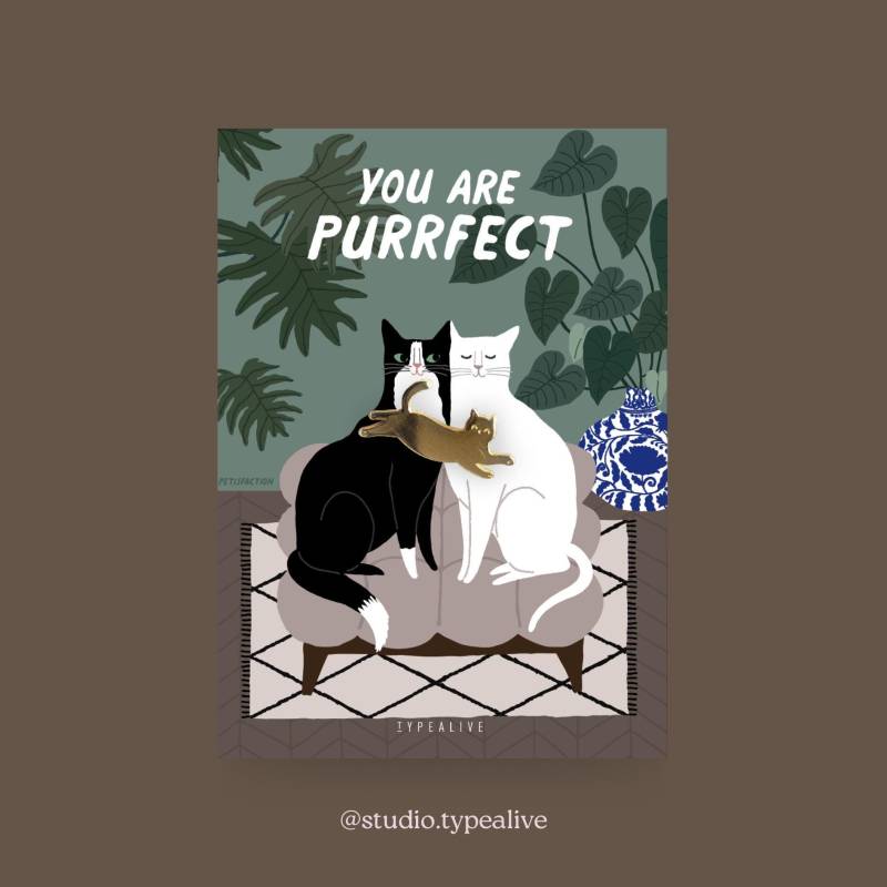 Anstecker/You Are Purrfect Katzen-Pin Aus Messing Inkl. Karte Und Witzigem Spruch, Als Glücksbringer Oder Geschenk Für Katzenfans von typealive