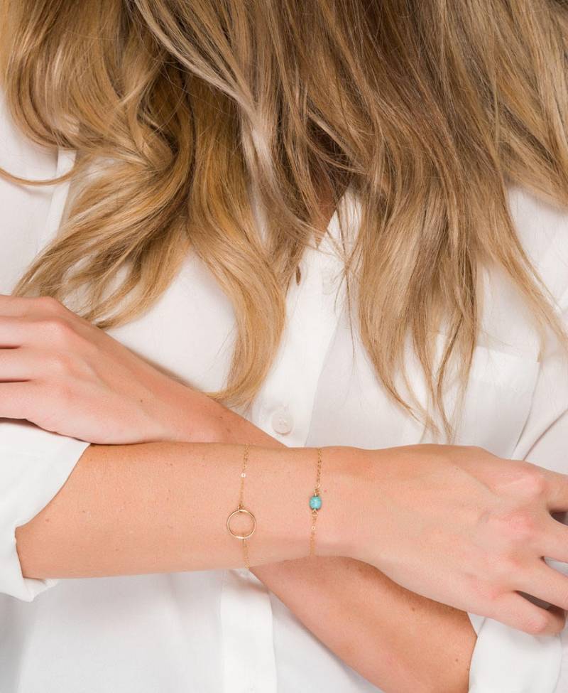 Edelstein-Armband, Türkis Perle Armband, Gold Karma Kreis Und Stein Set, Benutzerdefinierte Geburtsstein, Beste Freundin Geschenk Edelstein-Armband, Türkis Perle Armband, Gold Karma Kreis Und Stein Set, Benutzerdefinierte Geburtsstein, Beste Freundin Geschenk von tyrahandmadejewelry